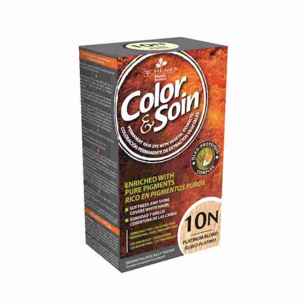 Color&amp;Soin 10N Platinum Blond Hair Dye - Ammonia-Free, Botanical, 10N Shade