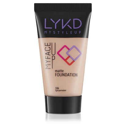 LYKD Matte Foundation 106 Light Porcelain - Matte Foundation for Flawless, Long-Lasting Makeup