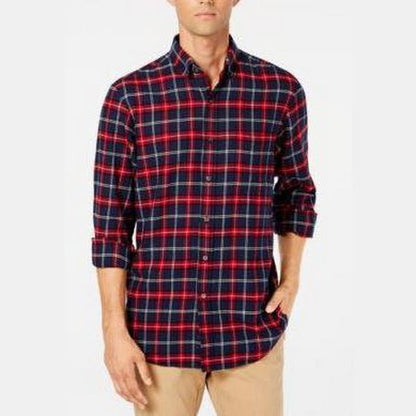 Club Room Mens Plaid Flannel Shirt