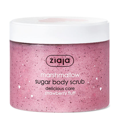 Ziaja Marshmallow Sugar Body Scrub - Exfoliating &amp; Moisturizing Strawberry Scented Body Peeling - Natural Skin Smoothing for Spa-Like Softness