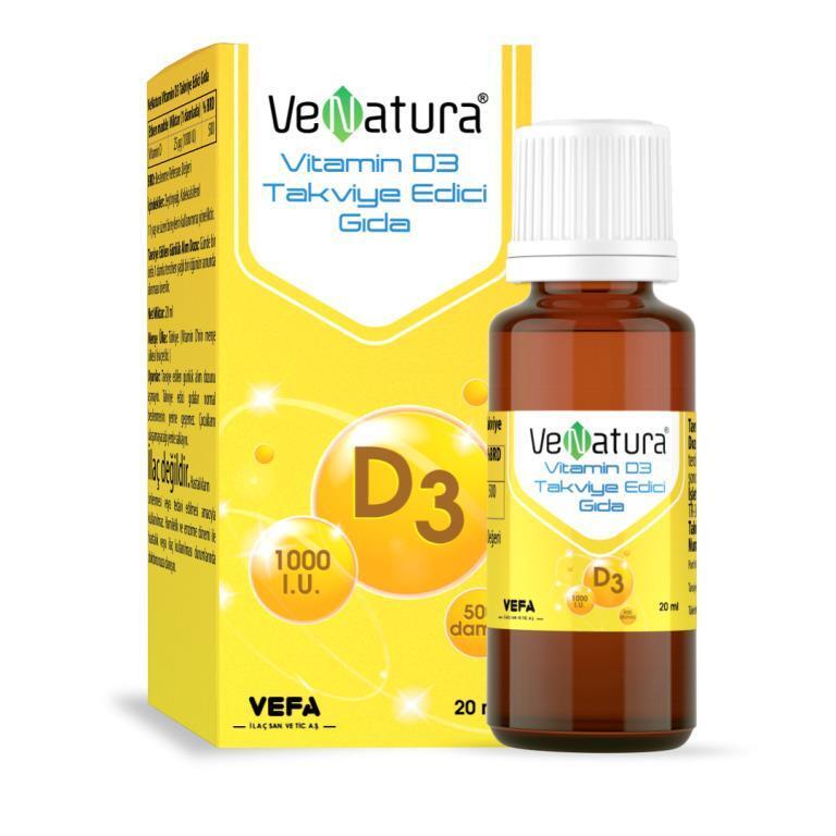 VeNatura Vitamin D3 1000 IU Liquid Supplement for Adults - Supports Bone Health &amp; Immune Function