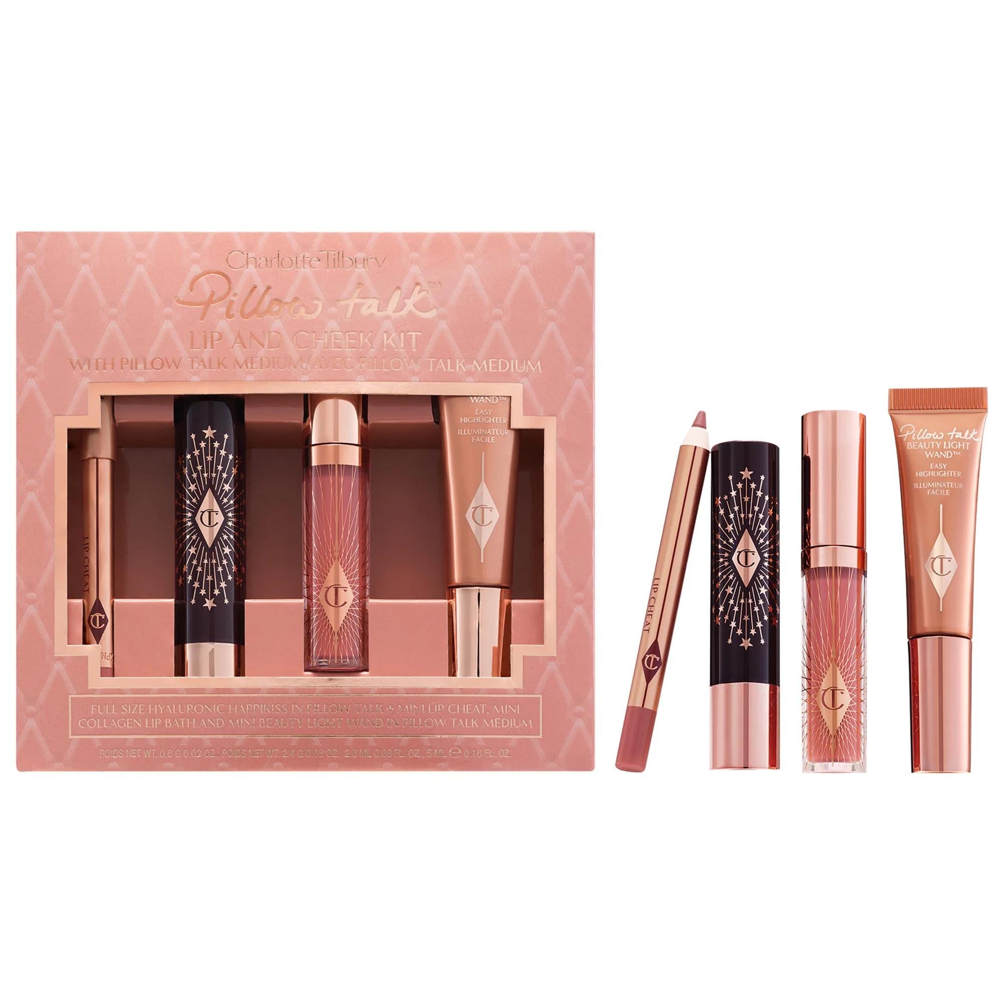 Charlotte Tilbury Pillow Talk: Iconic Lip &amp; Cheek Set - Radiant Glow, Hydrating Balm, Plump Lips - Cruelty-Free Makeup Gift