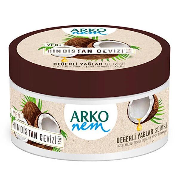 Arko Moisturizing Body Cream with Coconut Oil &amp; Vitamin K - 250ml Hydrating Lotion for Dry Skin, Natural Skincare