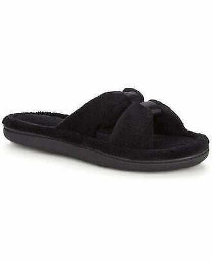 Isotoner Micro-Terry Satin Slide Slipper, 8.5-9