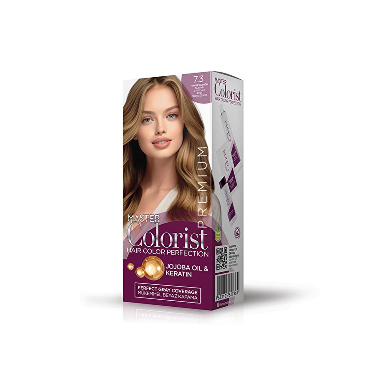 Master Colorist Premium: 7.3 Nut Shell Hair Dye - Permanent Color with Jojoba Oil &amp; Keratin Mask for Gray Coverage &amp; Conditioning