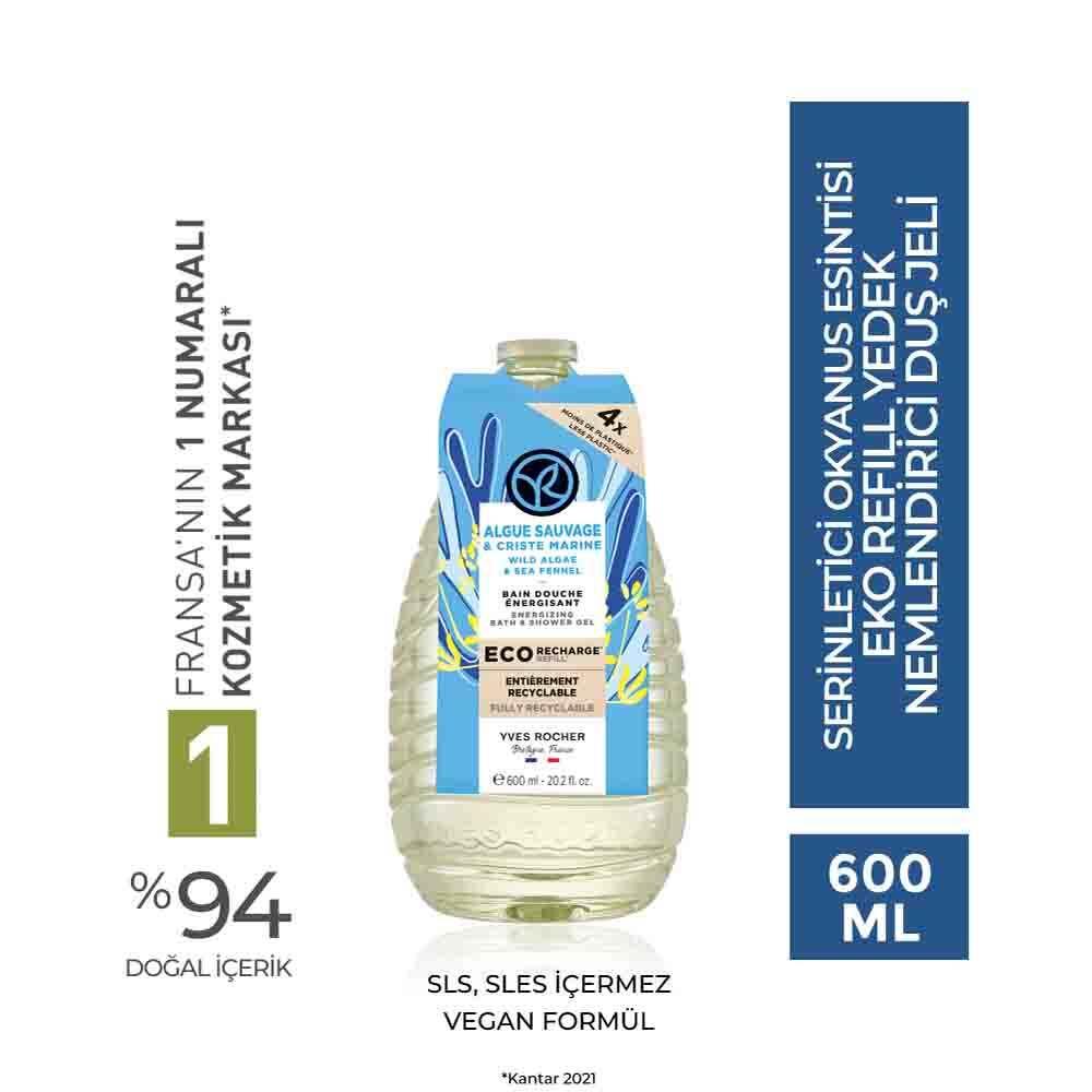 Ekol - Ocean Breeze Shower Gel with Refillable Eco-Friendly Packaging - Gentle on Skin, 20.29 fl oz