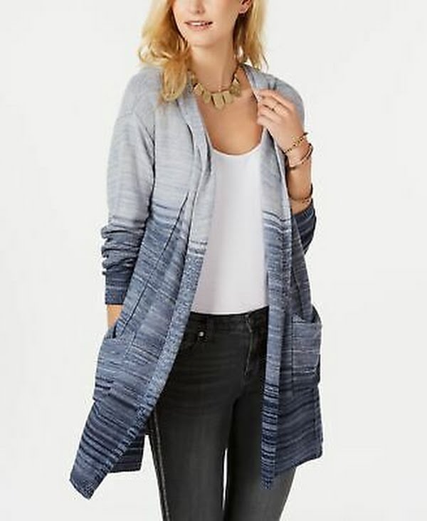 Style &amp; Co Petite Printed Hooded Cardigan,Size Petite Small
