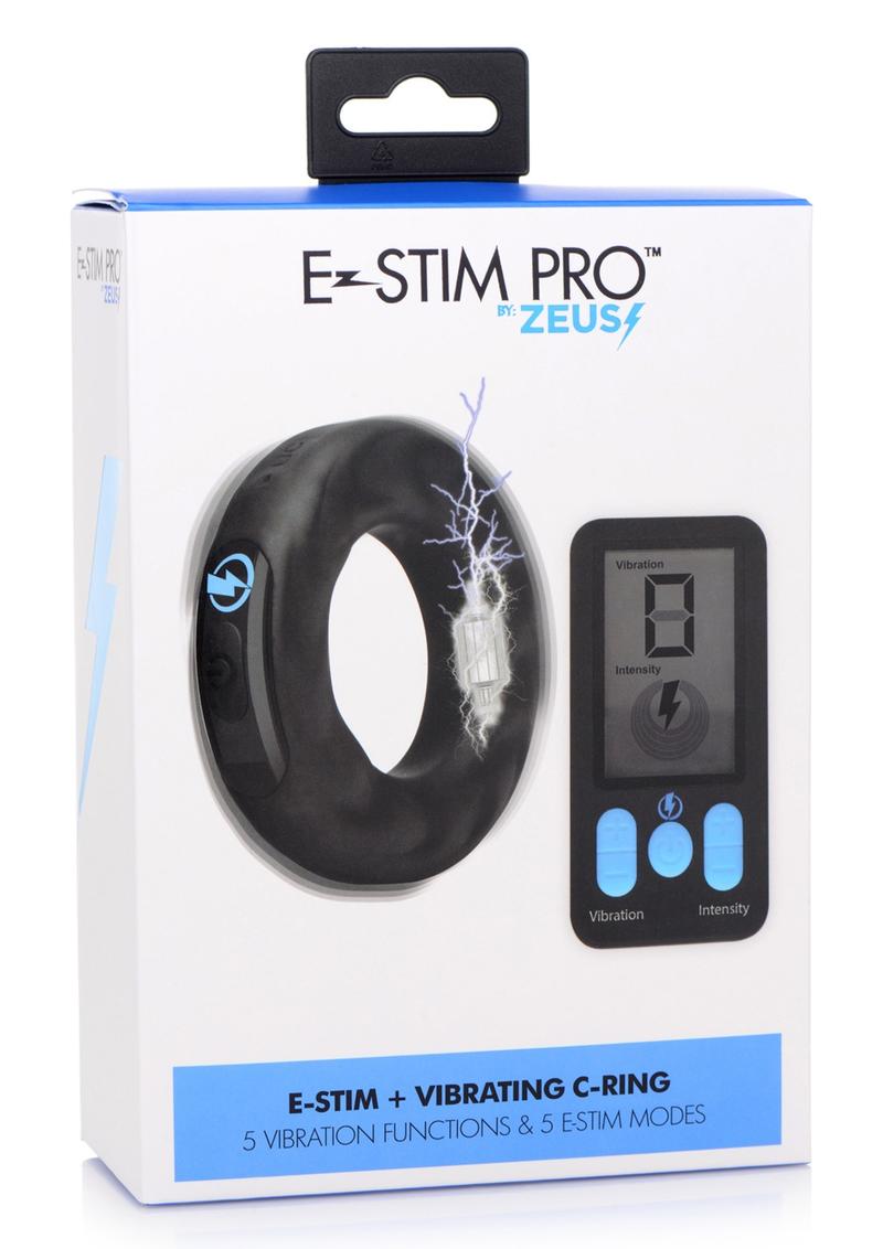 E-Stim Pro by Zeus Rechargeable Vibrating C-Ring with Remote Control