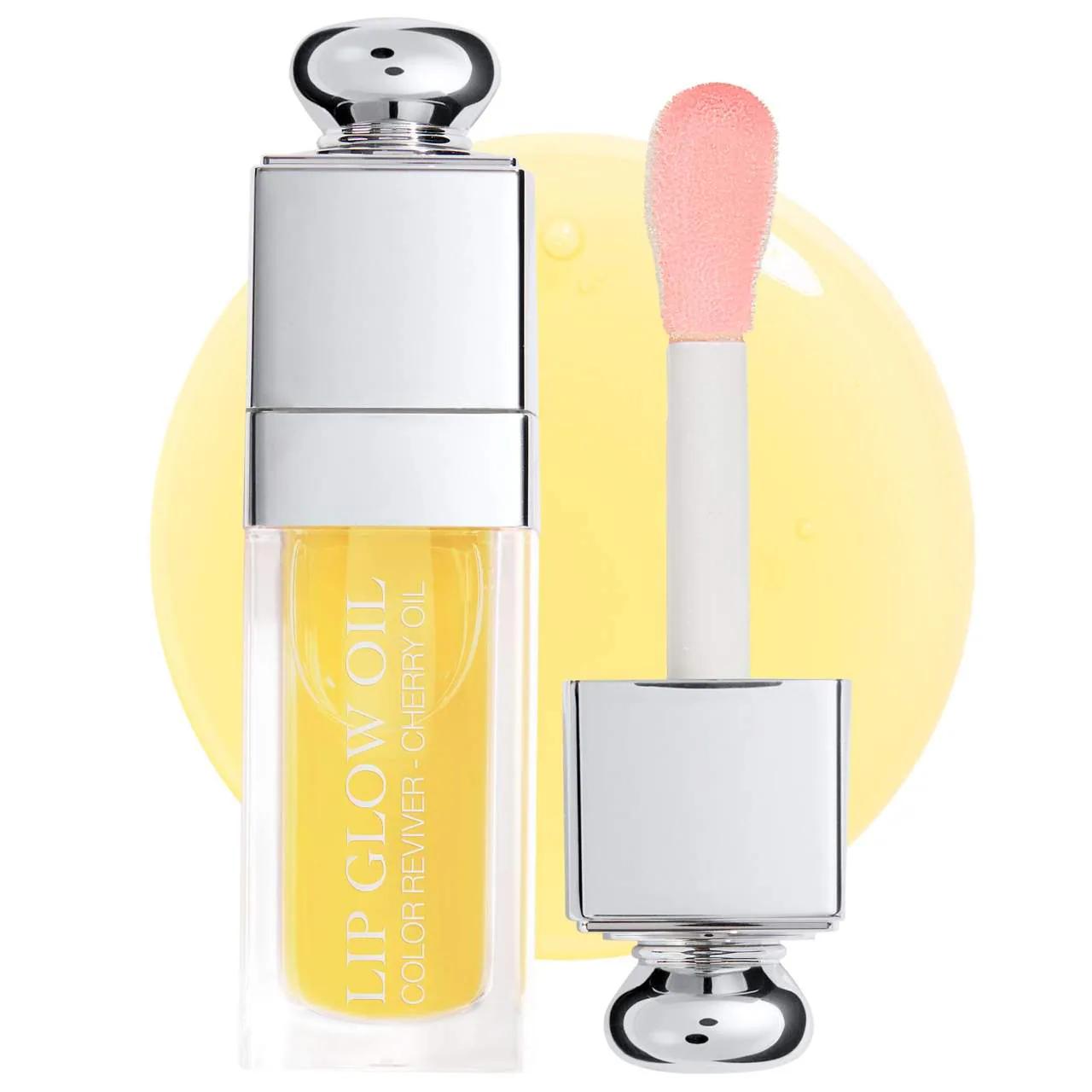 Lip Glow Oil: Tinted &amp; Moisturizing Cherry Oil Lip Gloss - Natural Color Enhancer, Hydrating, Non-Sticky, Vanilla Mint Scent