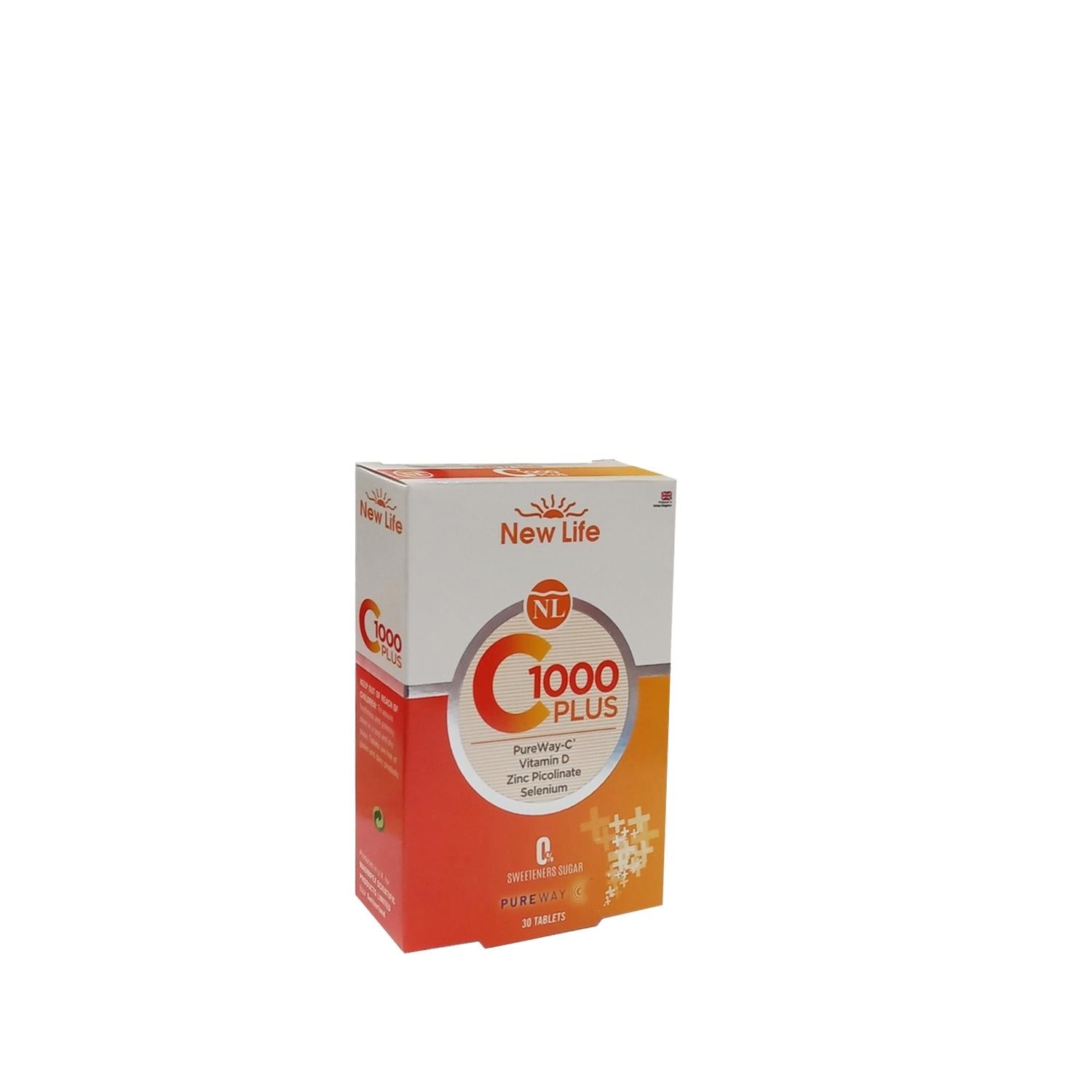 New Life Vitamin C 1000mg Supplement: Boost Your Immune System &amp; Overall Health with Powerful Antioxidant Protection (30 Tablets)